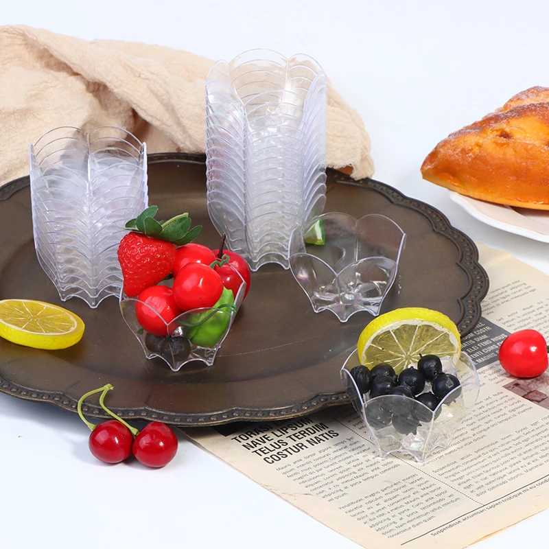 12pcs Disposable Plastic Dessert Cup Tableware Transparent Mini Ice Cream Mousse Cup For Home Summer Party