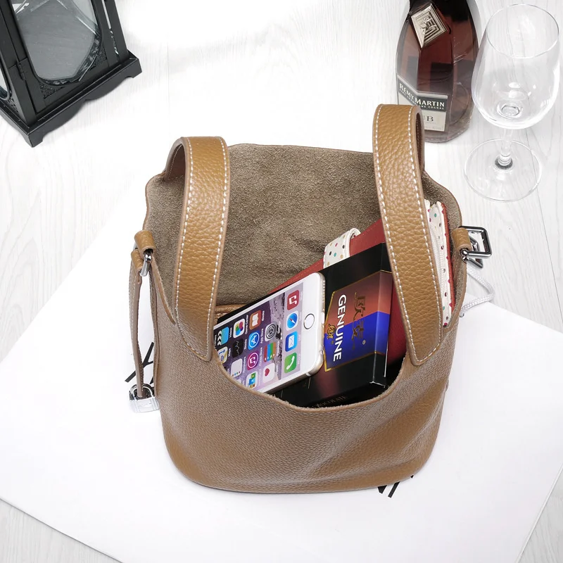 

2021 new Cowhide bag luxury design handbag TOGO lychee tote Fashion shoulder messenger bag Bucket bag Vegetable basket