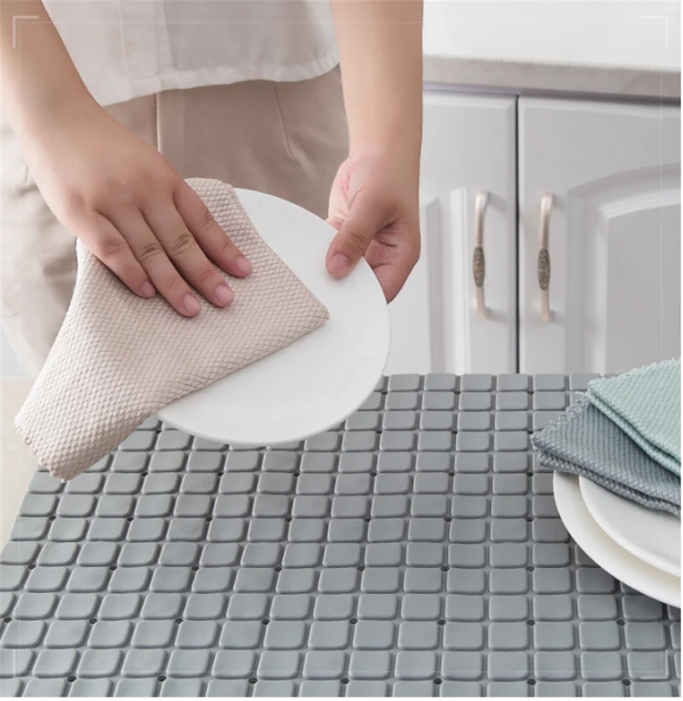 

3pcs Cleaning Cloths Kitchen Dish Towel Household Cleaning Wiping Rag Absorbent Window Glass Double-sided Scouring Pad Thicken