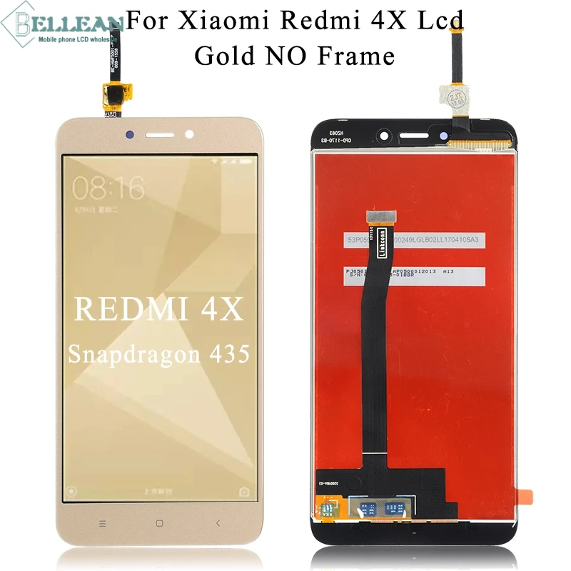 Dinamico Акция 5,0 дюймов для Xiaomi Redmi 4X ЖК-дисплей, сенсорная панель, дигитайзер в сборе с рамкой, запасные части - Цвет: Gold No Frame