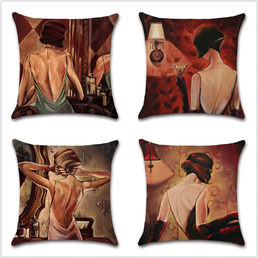 Женская наволочка для подушки с женским рисунком домашний диван кресло