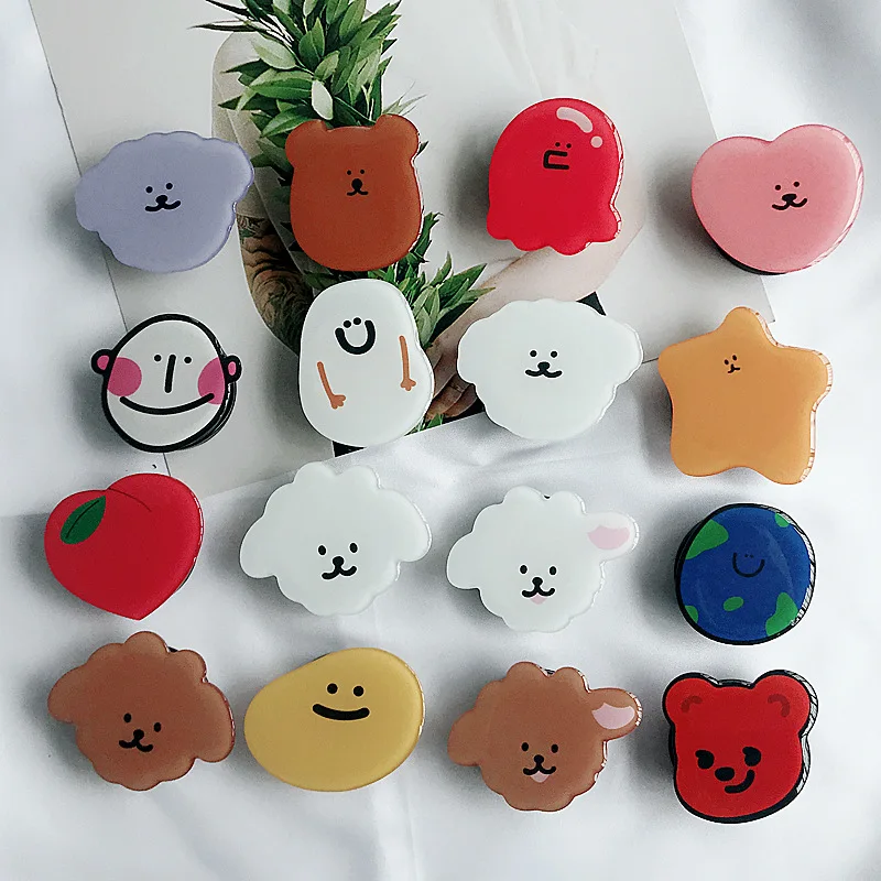 

wholesale Cartoon Bear Pig Expanding Stand Mount Phone Socket Fold Mobile Smartphones Pocket Desktop Bracket Phone Stand Holder