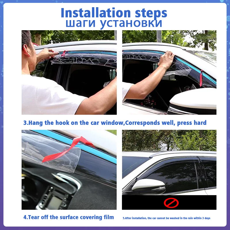 Window Visors Guard for BMW X5 F15 2014-2018 Visor Vent Cover Trim Awnings Shelters Protection Deflector Rain Rhield 4pcs | Автомобили и
