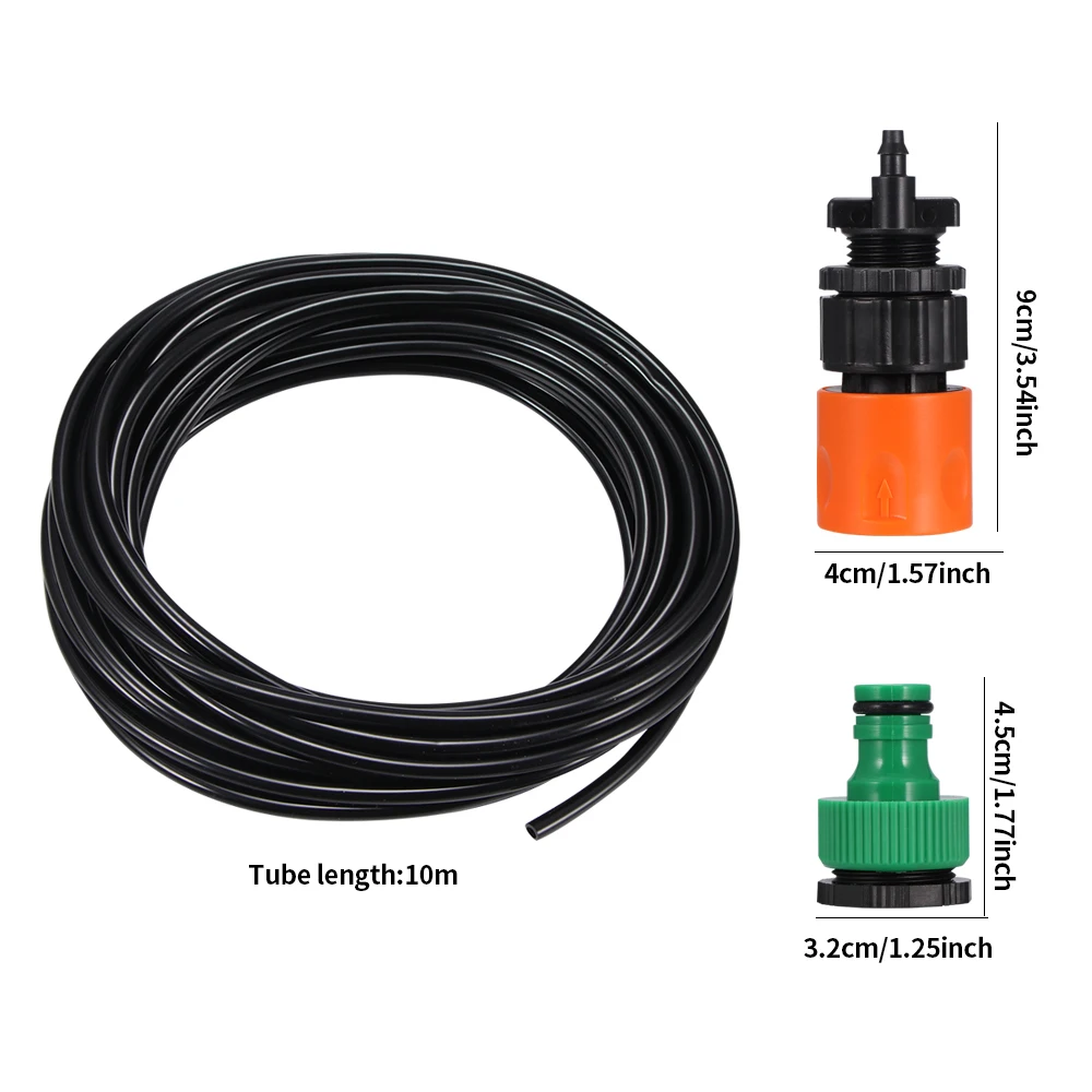 

10pcs Water Misting Cooling System Mist Sprinkler Nozzle Outdoor Garden Patio Greenhouse Plants Spray Hose Watering Kit