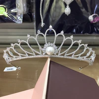 tirim exquisite pearl tiara for women prom party wedding hair jewelry accessories cubic zirconia crown wed jewelri engagement