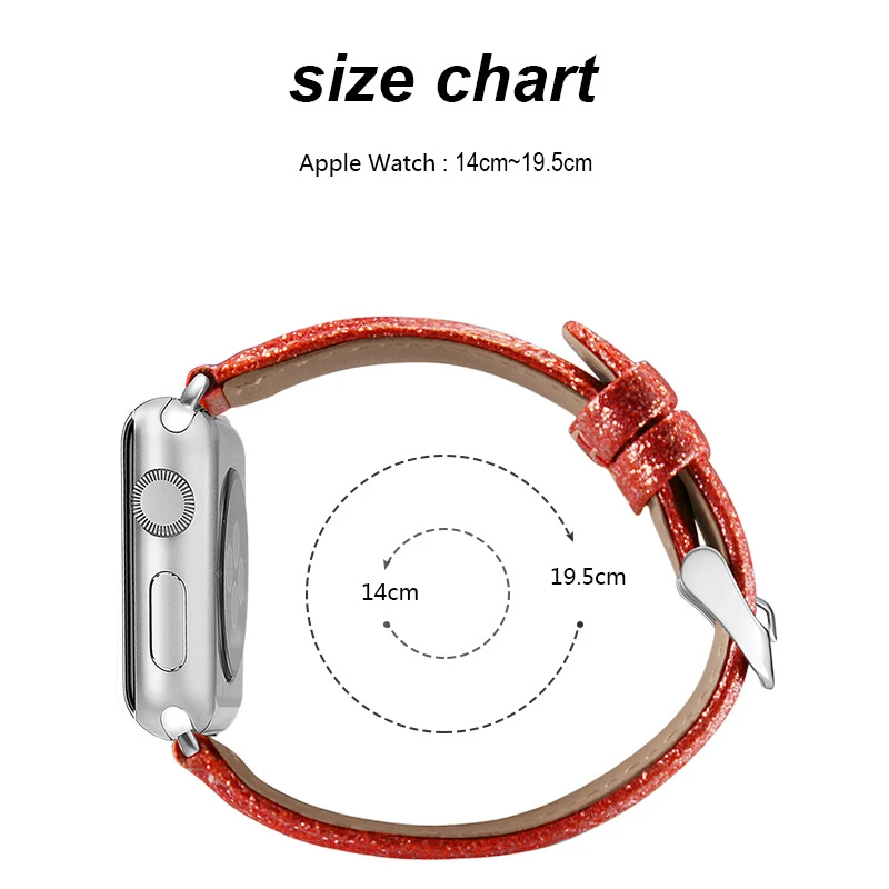 

Fashion Shiny Glitter PU Leather Strap for Apple Watch SE Band Series 6 5 4 3 Christmas Bling Bracelet for iWatch 40/44/38/42mm
