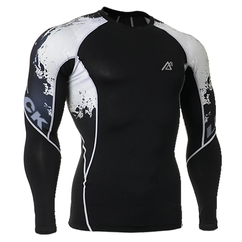 Мужская компрессионная рубашка из спандекса с длинным рукавом для велоспорта 2020
