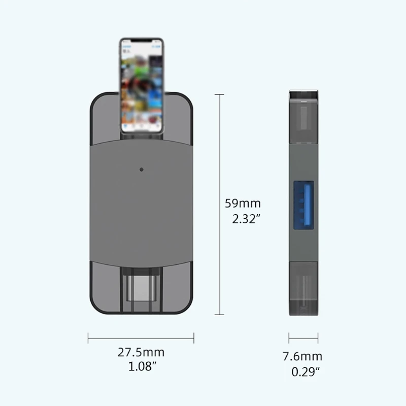 Мощный конвертер адаптера OTG подходит для 8-контактного планшетов USB 3 0 с