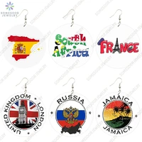 somesoor european symbols spain map france stickers african wooden drop earrings jamaica printed loops dangle for women gifts