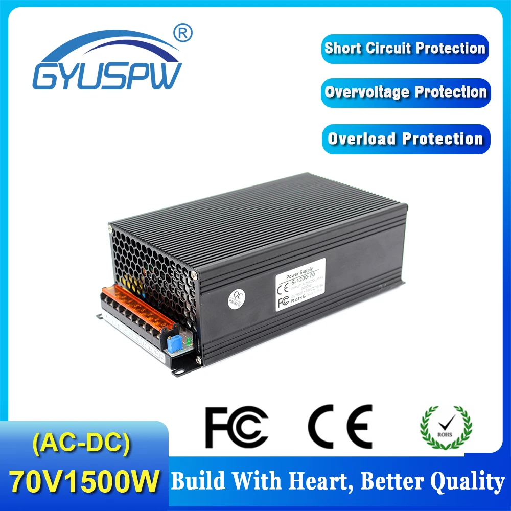 Импульсный выключатель питания 70V 21.4A 1500W Трансформатор 110V 220V AC DC SMPS для радио
