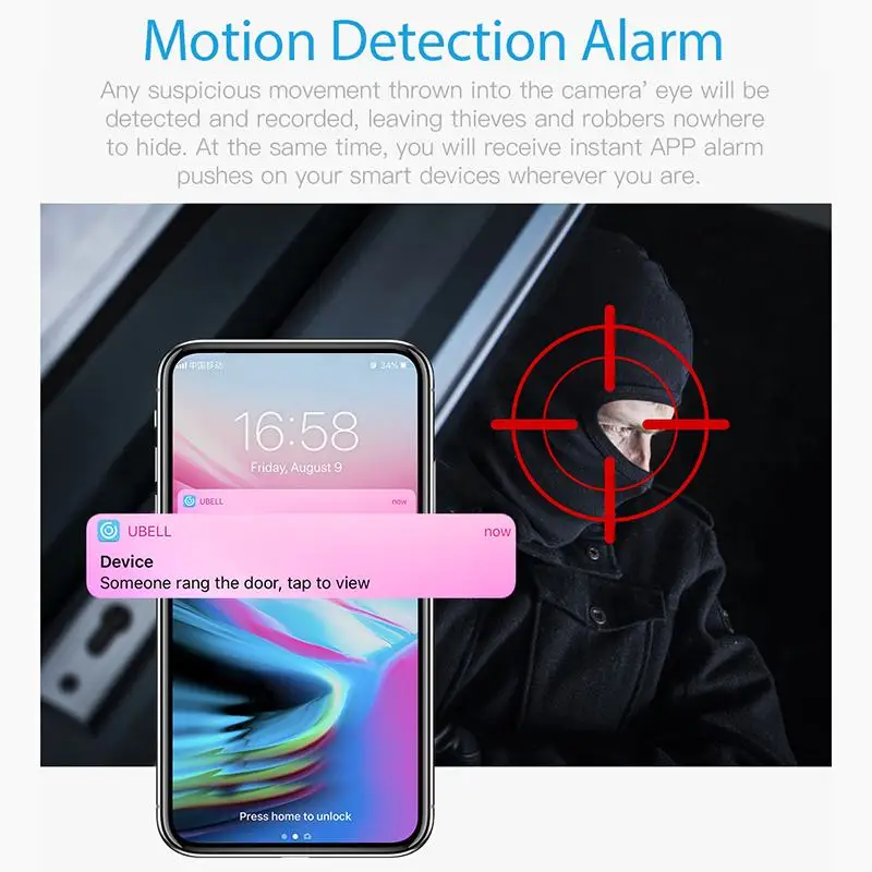 HD 1080P WiFi дверной звонок умный инфракрасный мониторинг беспроводной видео дверной звонок домашняя система безопасности двусторонняя связь камера ночного видения