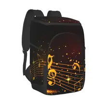 Protable Insulated Thermal Cooler Waterproof Lunch Bag Gold Musical Notes Picnic Camping Backpack Double Shoulder Wine Bag