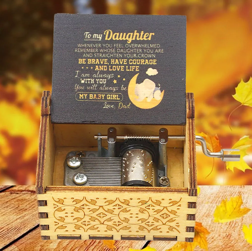 You are My Sunshine Music Box, Gift for Daughter from Dad,  Laser Engraved Vintage Wood Boxes, Best Gift Birthday/Valentine's Da