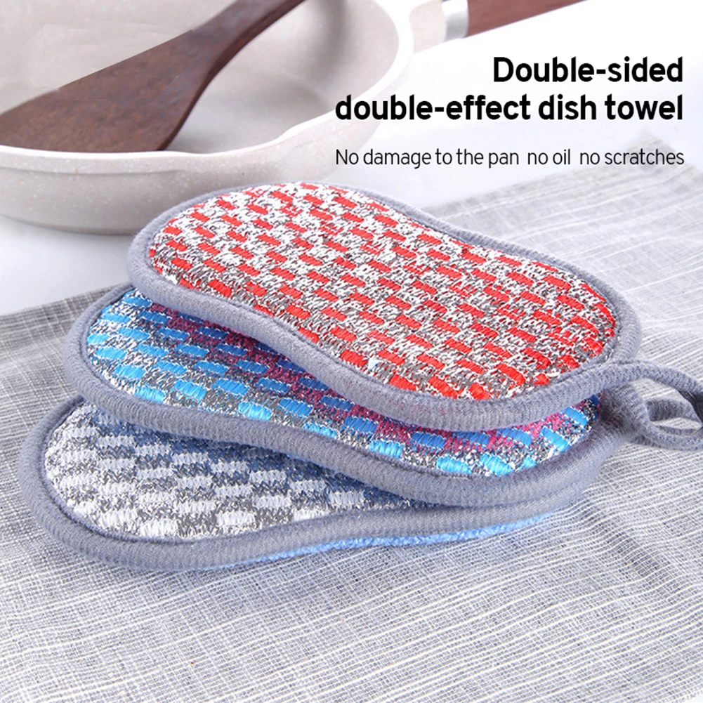 

Kitchen Cleaning Rags Double-sided Nylon Sponge Scouring Pads Pots And Bowls Decontamination And Washing Dishes sink Clean up