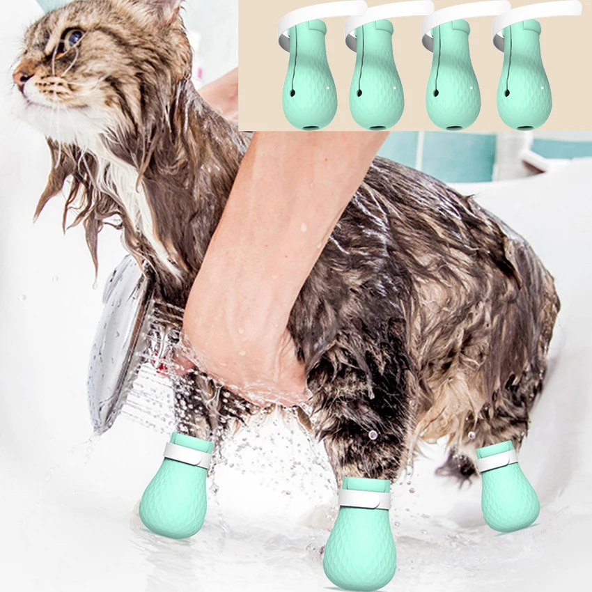 

Регулируемый защитный чехол для кошачьей лапы для ванной, мягкая силиконовая обувь для кошек с защитой от царапин, товары для ухода за питом...