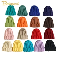 17 colors winter kids hat candy cotton knitted bonnet baby beanie kids cap elastic children girls boys hats