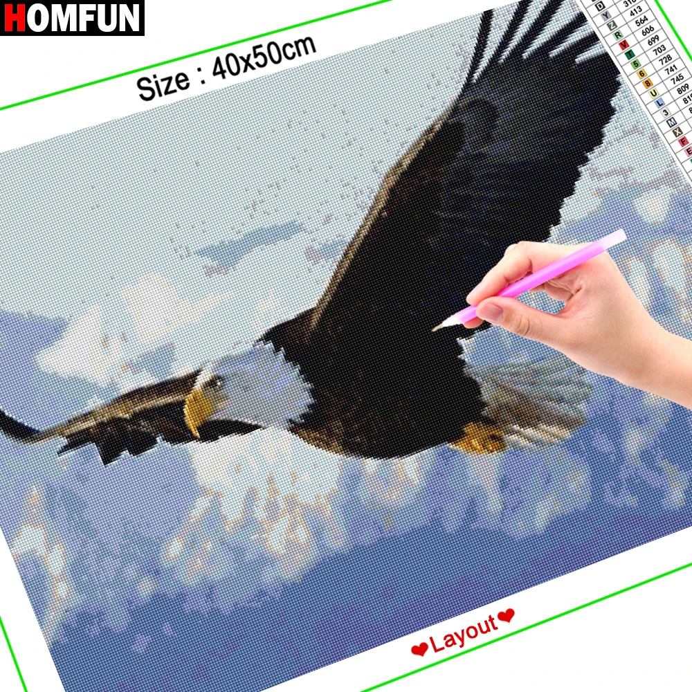 Алмазная живопись HOMFUN вышивка крестиком Орел гора дерево 5D алмазная сделай сам