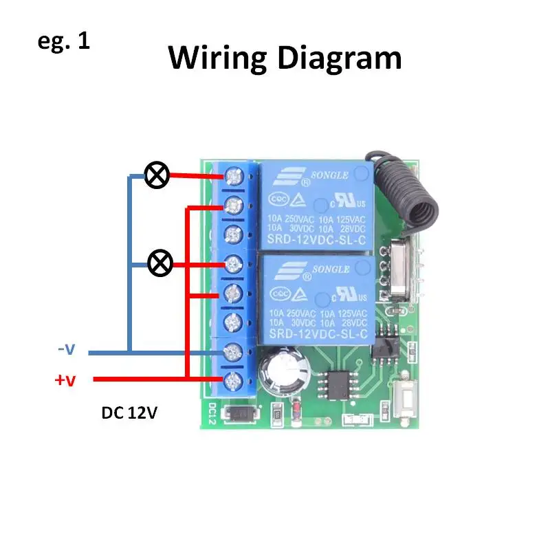 12V 10A 2CH rf релейный Приемник 433MHz Универсальная беспроводная открывалка с дистанционным управлением для электрических штор/ворот/гаража/дверей