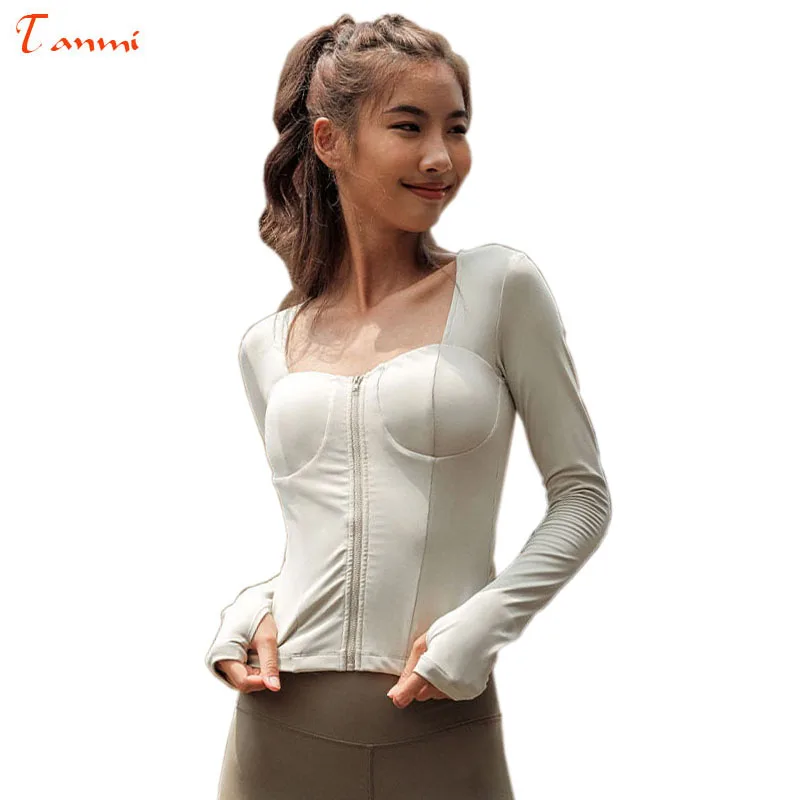 Женский спортивный топ высокоэластичная спортивная куртка на молнии для улицы