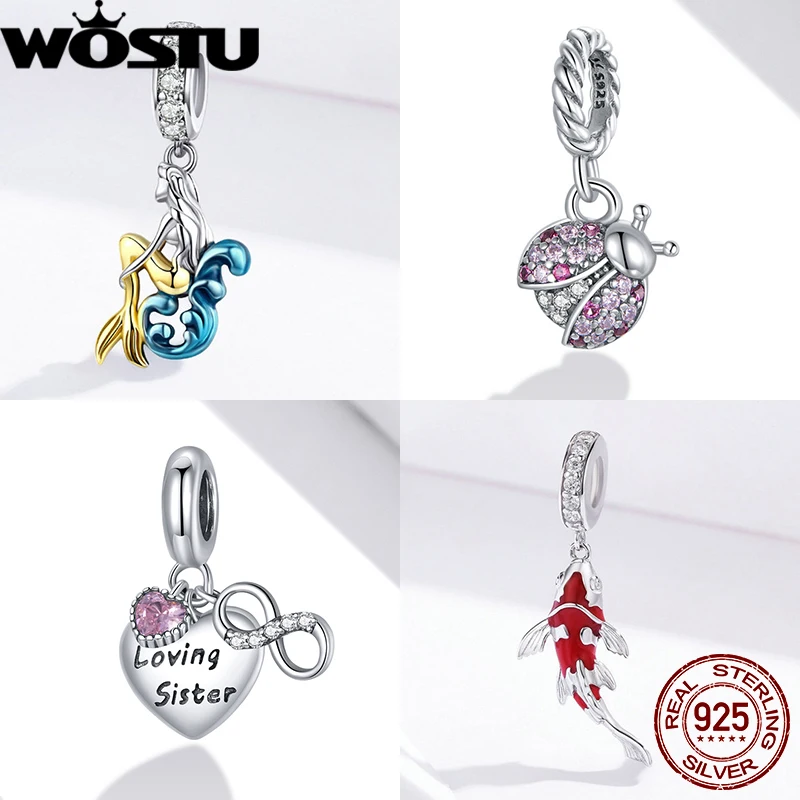 WOSTU Новое серебро 925 пробы Ловец снов Шарм Подвеска в виде сердца подвеска