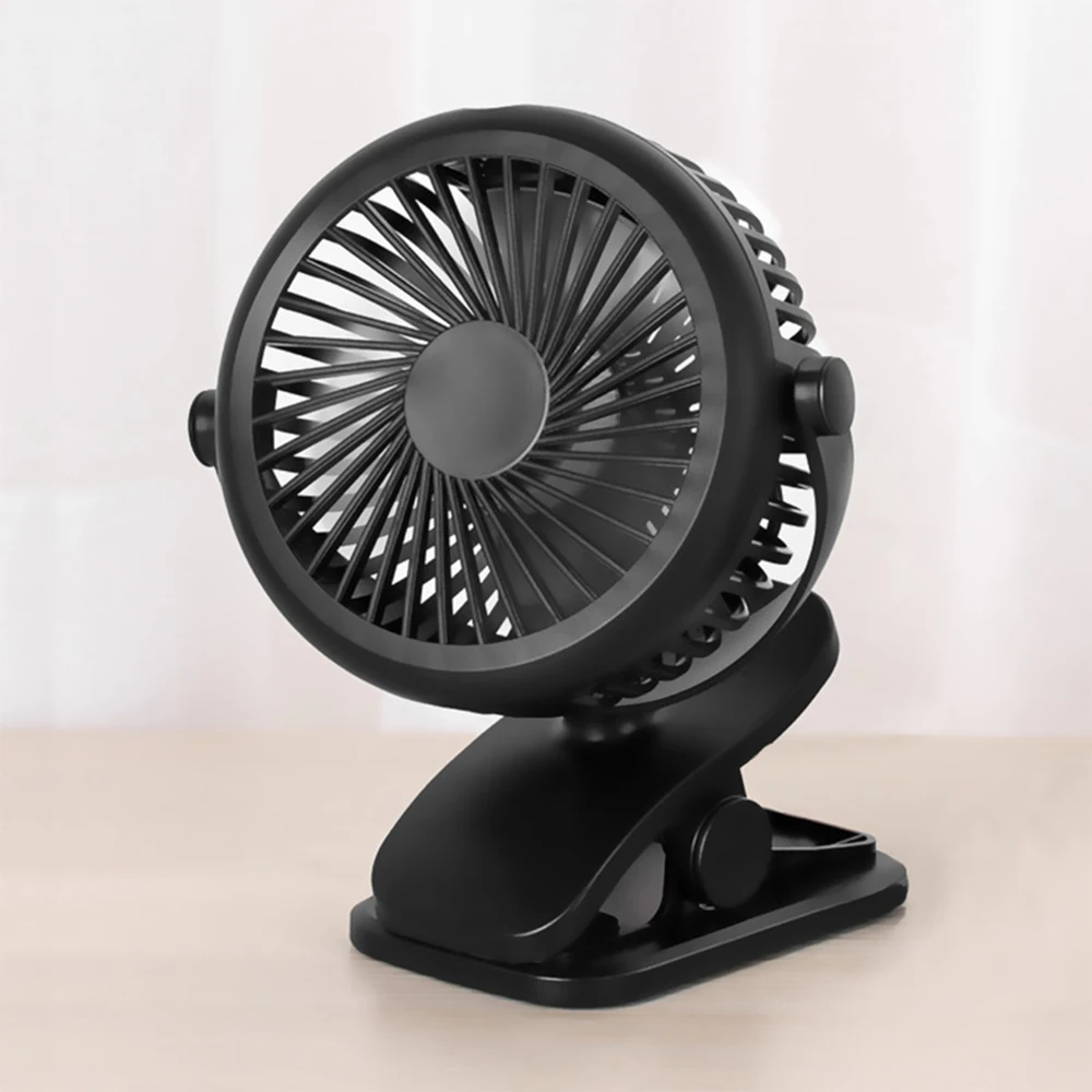 

Mini Mute Air Cooling Fan 3 Speeds 360° Rotation Air Fan Baby Stroller Fans USB Rechargeable Desktop Clip Fan for Home Outdoor