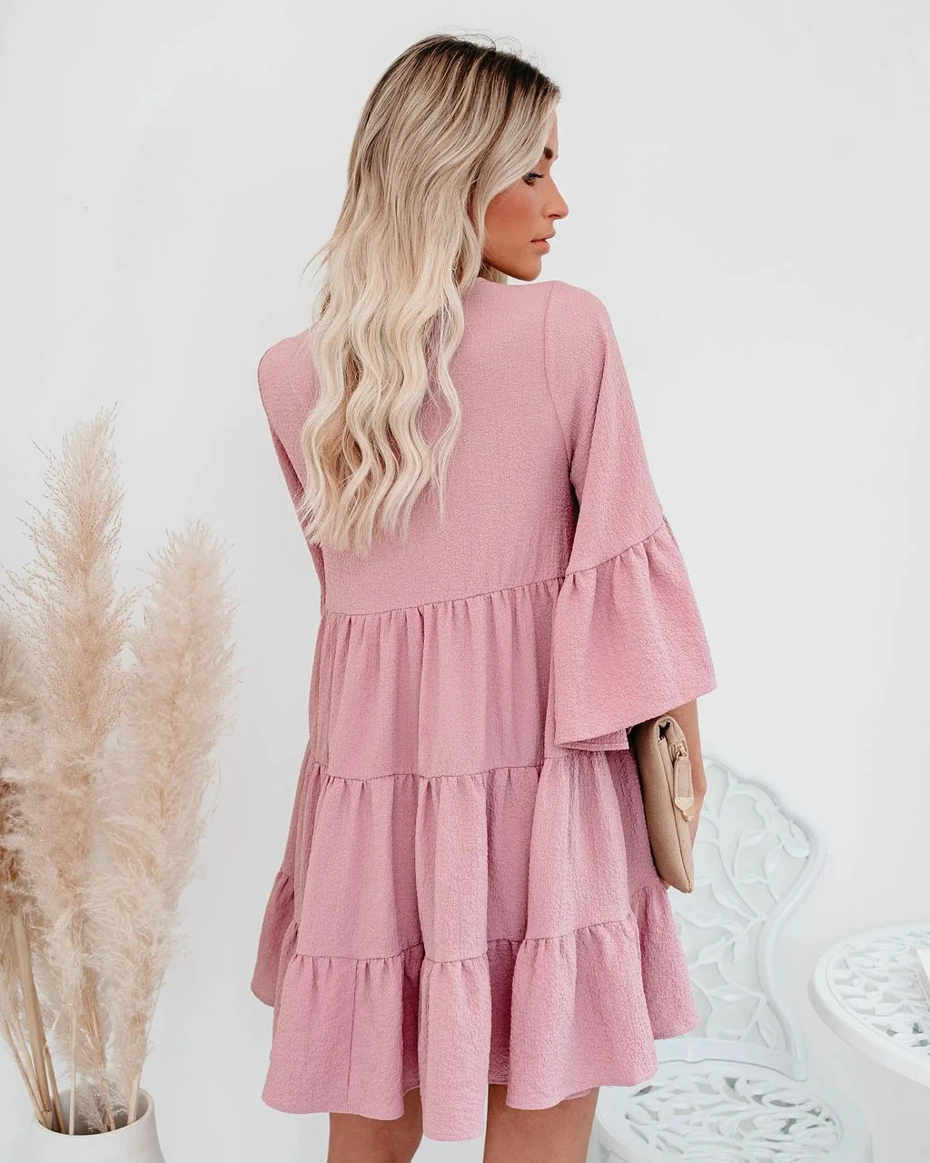 

Summer Dress 2021 Women Pink Elegant Midi Sleeve Ruffle Mini Vintage Dress Sweet V Neck Party Clothes Robe Femme Y2k Vestidos
