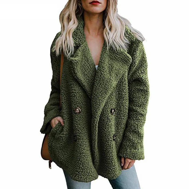 

Teddy Coat Women Faux Fur Coats Long Sleeve Fluffy Fur Jackets Winter Warm Female Jacket Oversized Women Casual Winter Coat 2021