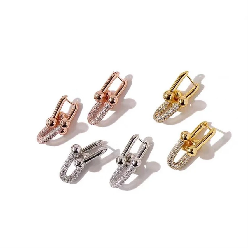 

1:1 925 Brand Sterling Silver Earrings For Women HardWear Series U-Shaped Chain Earrings Luxury Women's Jewelry Gifts