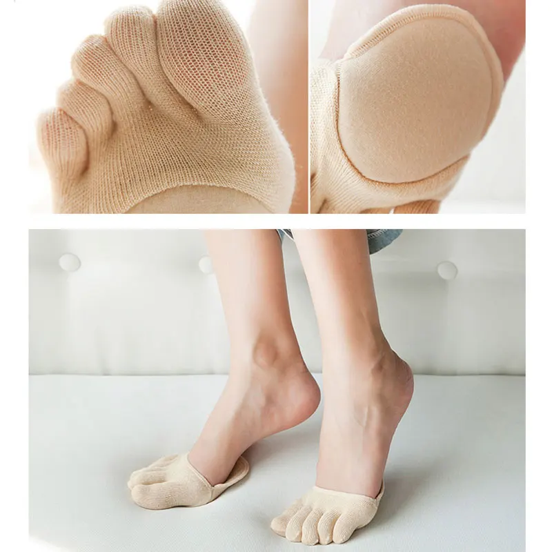 

1Pair Toe Socks Cotton Non-Slip Women's Toe Toppers Socks Toe Separating Socks No-Show Half Socks Barre Pilates Yoga Half Palm