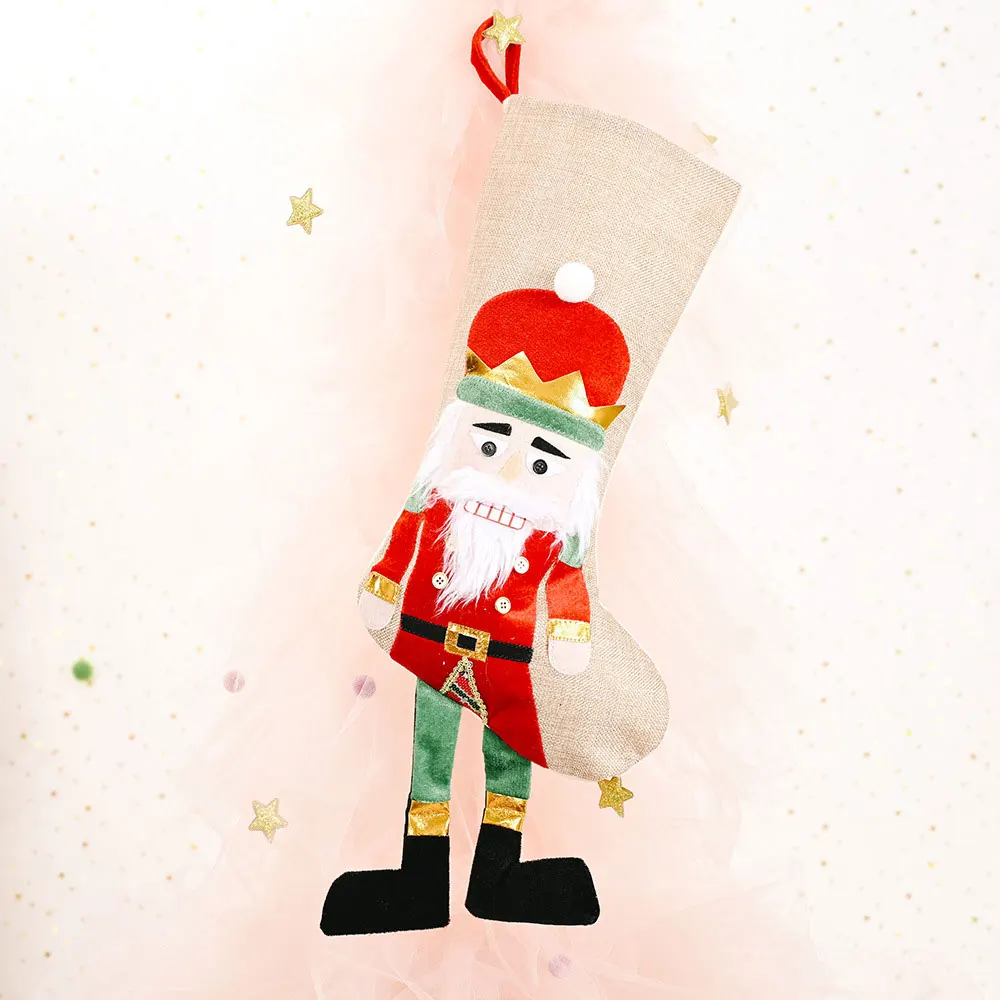 Рождественские носки украшения вечерние рождественские чулки льняные
