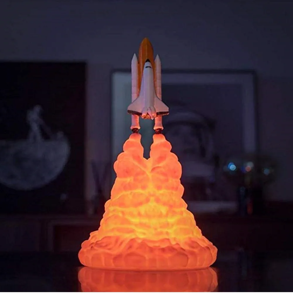 Новейшая дропшиппинг 3D печать космический челнок лампа перезаряжаемая ракетная лампа ночник для любителей пространства украшение комнаты