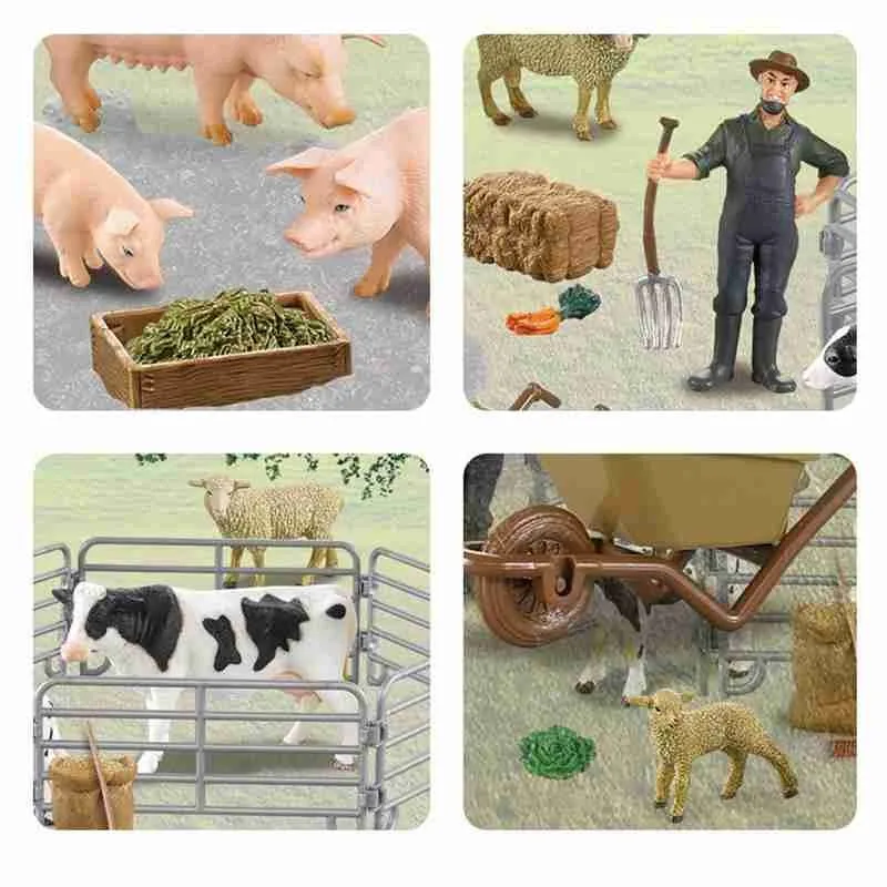 

Simulation Happy Farm Animal Model Cow Sows Sheep Pigs Sand Table Model for Kids Children Early Education Toys