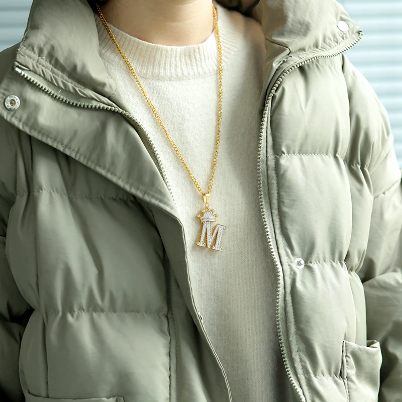 Ожерелья с циркониевой короной и надписью для женщин цепочка инициалами