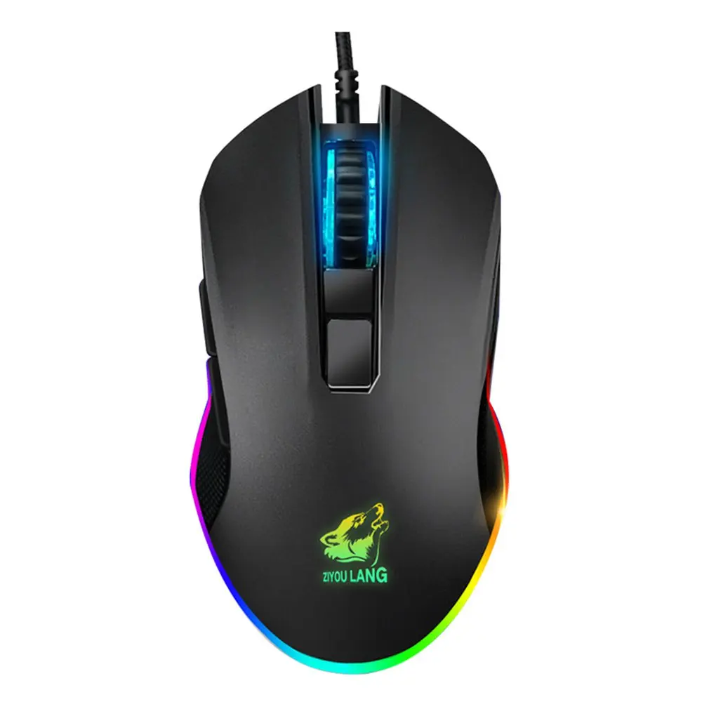 

V1 Gaming Mouse Wired RGB Light 8 Programmable Buttons Optical Sensor Gamer Mice Black Game Mouse Ergonomic Design