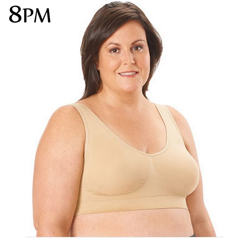 Бюстгальтер пуш-ап черно-белый дышащий без косточек для сна размера плюс