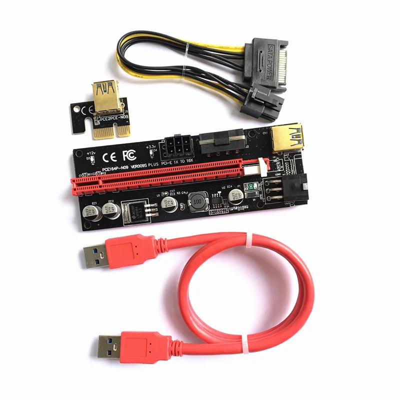 Переходник для видеокарты VER009s PCIE Riser 009s адаптер USB 3 0 с кабелем SATA на 6 контактов