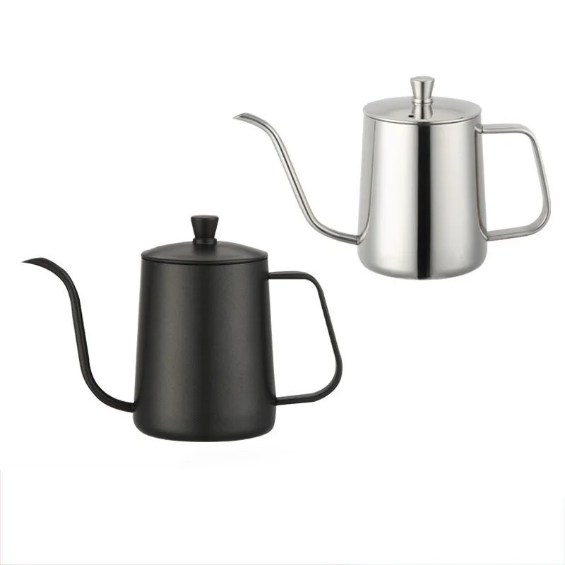 350ml 600ml Silver Black Stainless Coffee Kettle Coffee Long Mouth Kettle Drip Pot