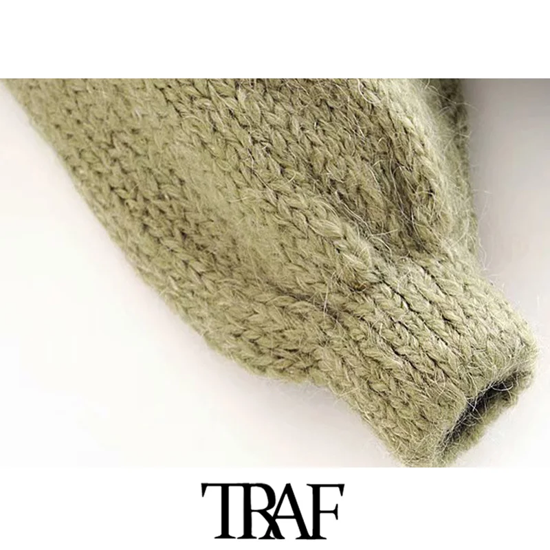 Женский винтажный кардиган TRAF элегантный вязаный на пуговицах с рукавом три
