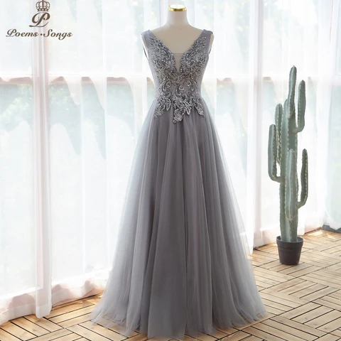 Элегантное вечернее платье серого цвета с аппликацией, платья для выпускного вечера, вечерние платья, платье для вечеринки, свадебное платье