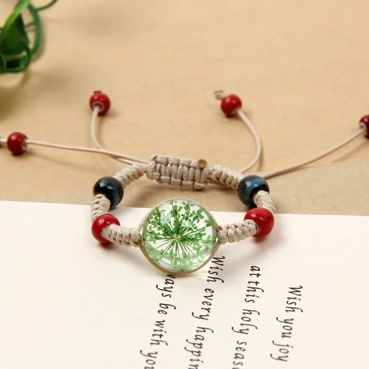 Натуральный белый кристалл камень браслет многоцветный вечный цветок ручной