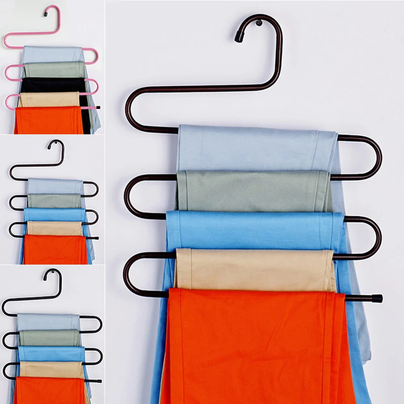 Многофункциональный железный стеллаж s образная вешалка для брюк органайзер