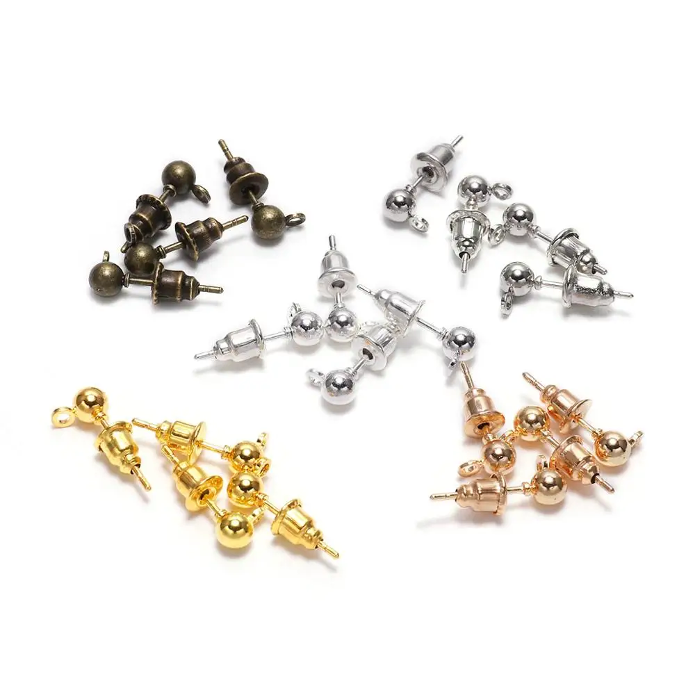 20-50pcs/lot 3/4/5/6mm Pin Findings Stud Earring Basic Pins Stoppers Connector For DIY Jewelry Making Accessories Supplies | Украшения и