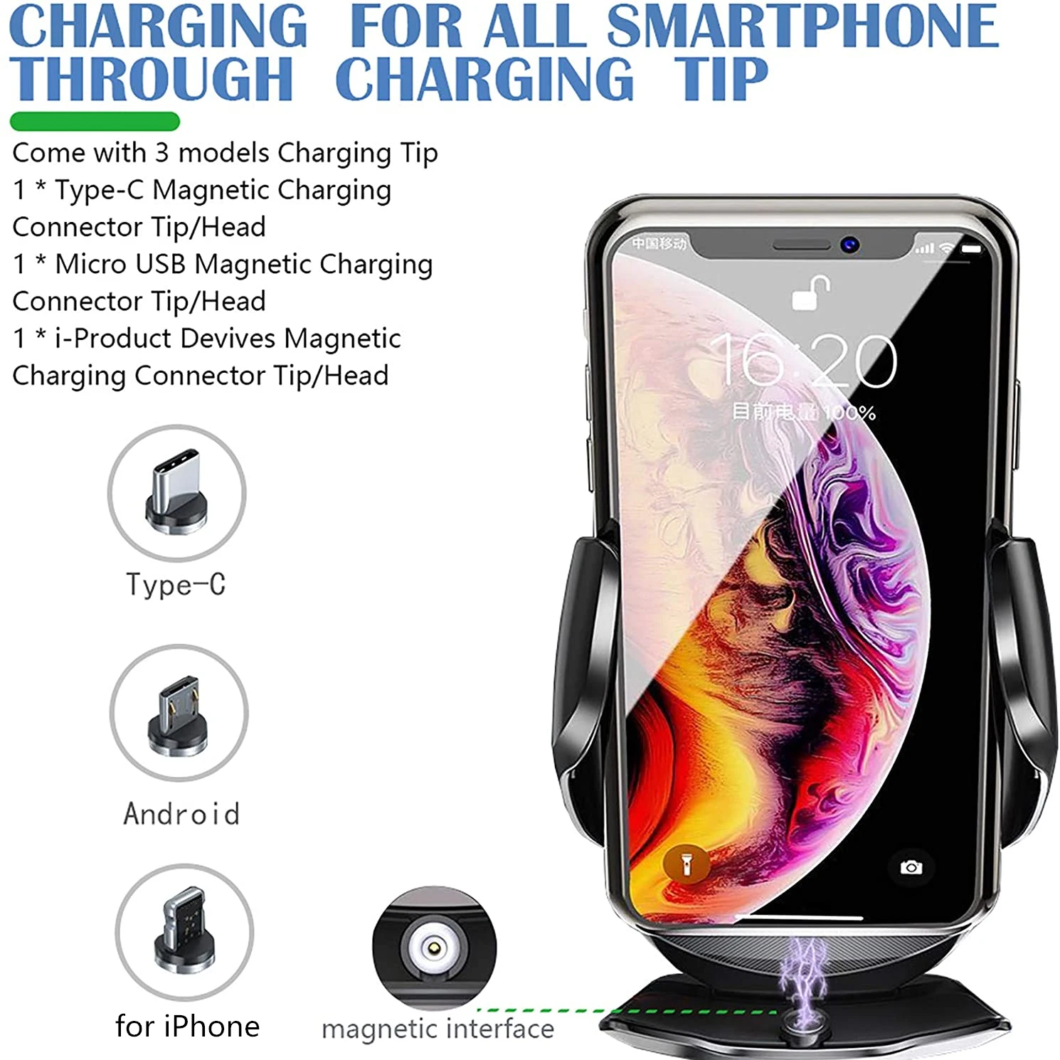 Автомобильное беспроводное зарядное устройство Qi 30 Вт для iPhone 13 12 11 Pro XS XR 8 Samsung S21