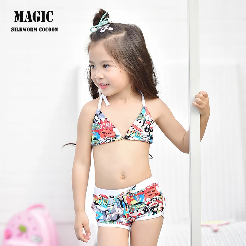 Купальник для девочек детская юбка с принтом раздельные Детские купальники из