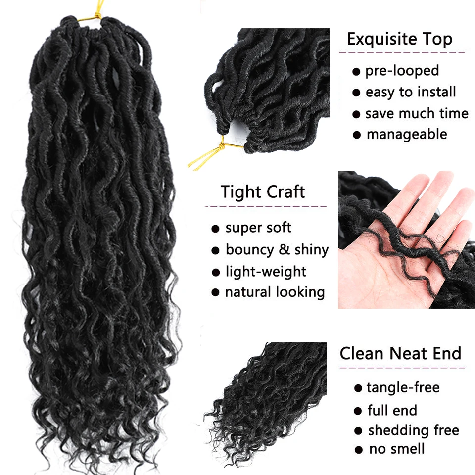 Новые волосы River Goddess Locs вязанные крючком 14 18 дюймов вьющиеся искусственные