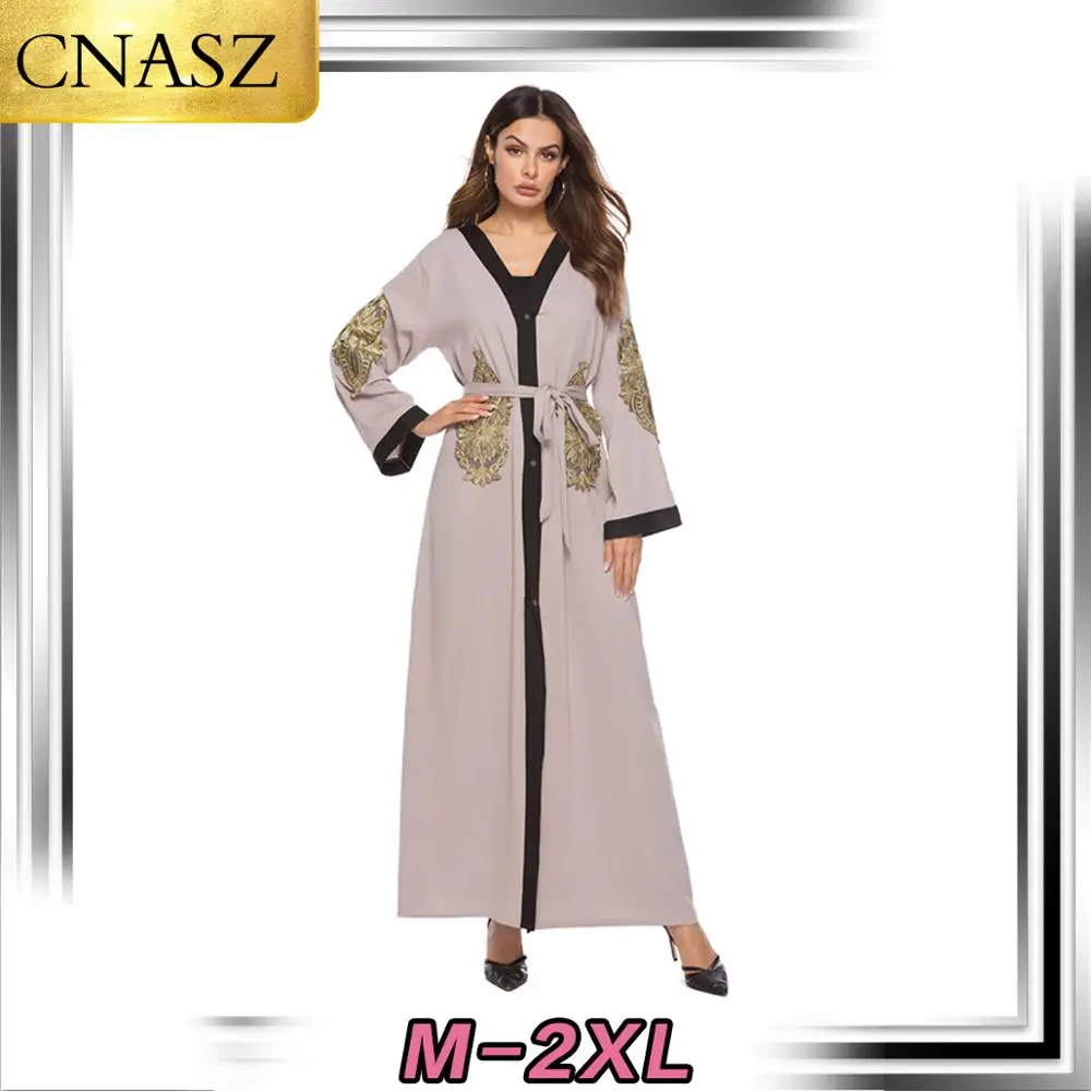 Мусульманский Арабский Дубай Турция Элегантный вышитый кардиган исламское