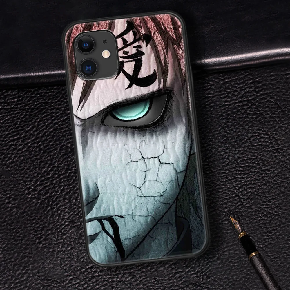 

Naruto Gaara Anime Phone Case For Iphone 5 5S SE 2020 6 6S 7 8 Plus 11 12 Mini X XS XR Pro Max black Hoesjes Painting Bumper