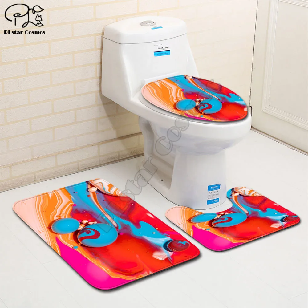 Радужный вихревой рисунок Забавный 3D Печатный коврик для ванной комнаты с