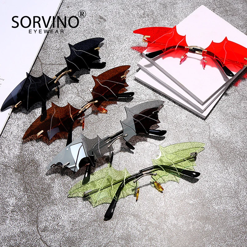 Мужские и женские солнцезащитные очки SORVINO винтажные без оправы в форме летучей