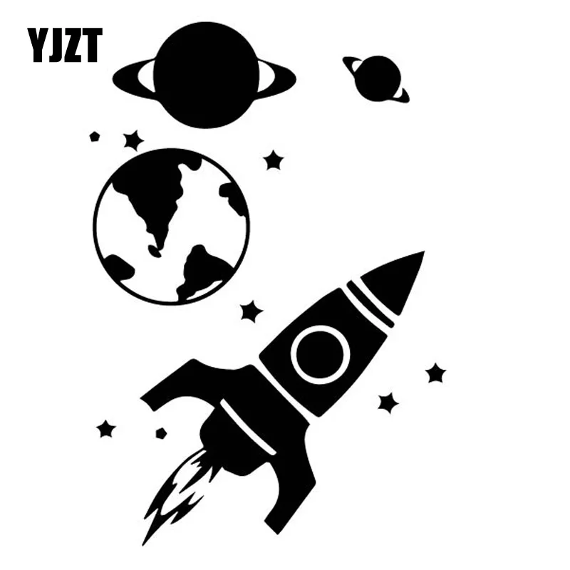 

YJZT 12.9CM*18.8CM Beautiful Rocket In Space Astronomy Launching Vinly Decal Cool Decor Car Sticker Nice Black/Silver C27-1285